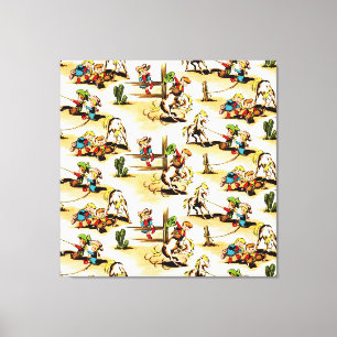 Toile Cowboy vintage Country Kids Pony Cactus
