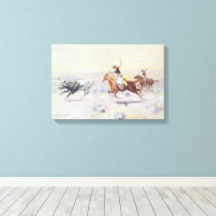 Toile Cowboys du Triangle Bar par CM Russell