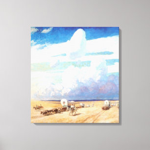 Toile Cowboys occidentaux vintages, Wagons couverts par 