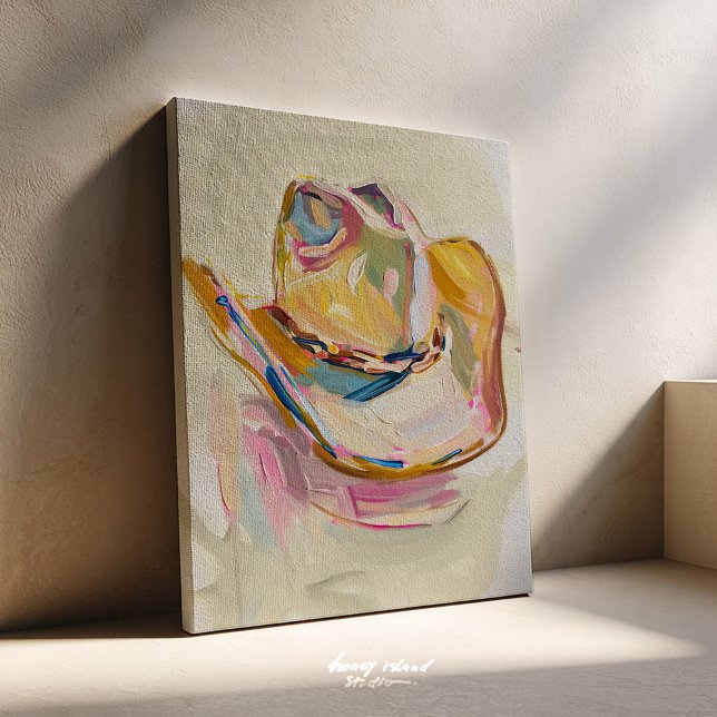 Toile Cowgirl Hat Wall Art Canvas (cowgirl hat art, western decor, boho wall art, country style, rustic canvas, cowgirl aesthetic, dese)