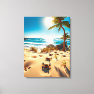 Toile Crabes de mer sur une plage tropicale – Océan sere