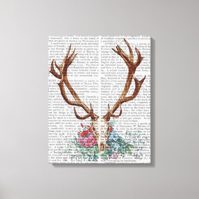 Toile Crâne de cerf aux fleurs (Recto)
