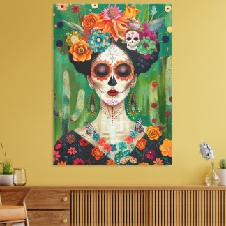 Toile Crâne de sucre esthétique Mexina