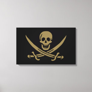 Toile Crâne et épées d'or Drapeau pirate de Calico Jack
