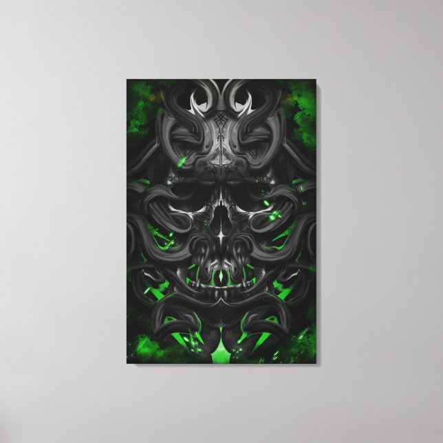 Toile crâne Étincelle bio verte (Recto)