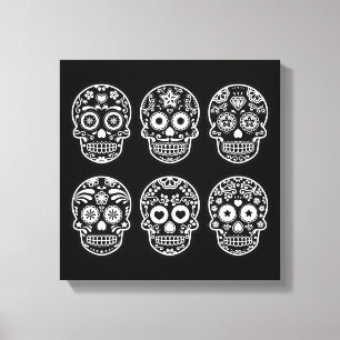 Toile Crâne noir et blanc de sucre