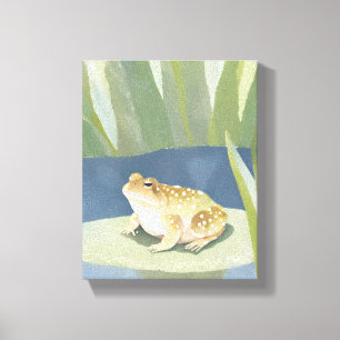 Toile Crapaud Grincheux Peinture Aquarelle de l'Étang