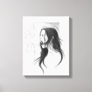Toile Crayon femme en colère dessin d'art