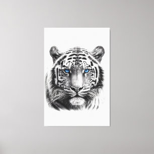 Toile Crayon tigre Dessin avec yeux bleus