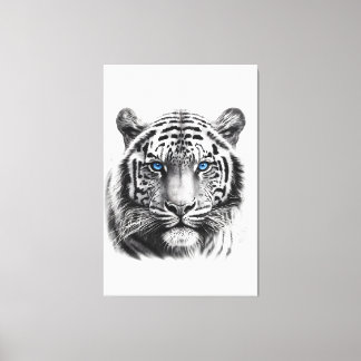 Toile Crayon tigre Dessin avec yeux bleus