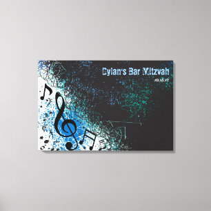 Toile CRAZY MUSICAL NOTES Bar Mitzvah Panneau d'ouvertur