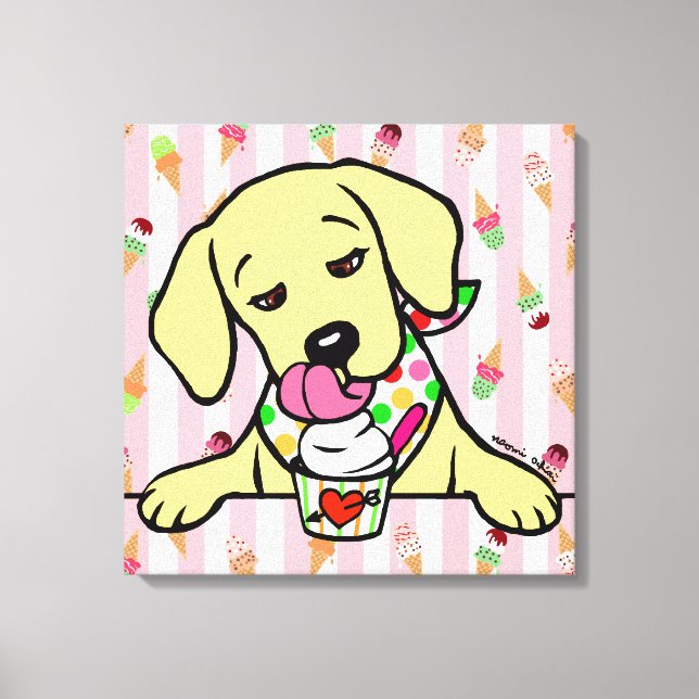 Toile Crème glacée à chiot du laboratoire jaune (Recto)