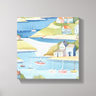 Toile Crique de bateaux Peinture moderne à l'aquarelle