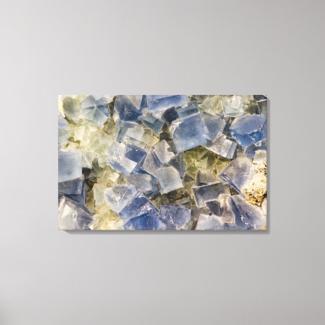 Toile Cristaux fluorites bleus dans la matrice (Recto)