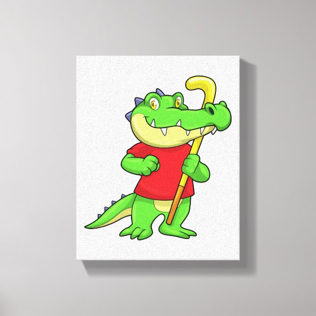 Toile Crocodile à Field hockey avec bâton (Recto)