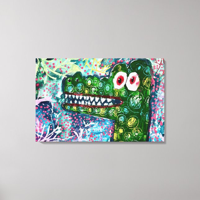 Toile Crocodile acrylique Abstrait Enfants Art (Recto)