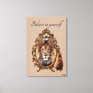Toile Crois En Toi-Même Lion Vintage Inspiration
