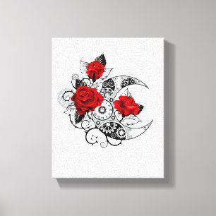 Toile Croissant mécanique avec roses rouges