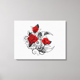 Toile Croissant mécanique avec roses rouges