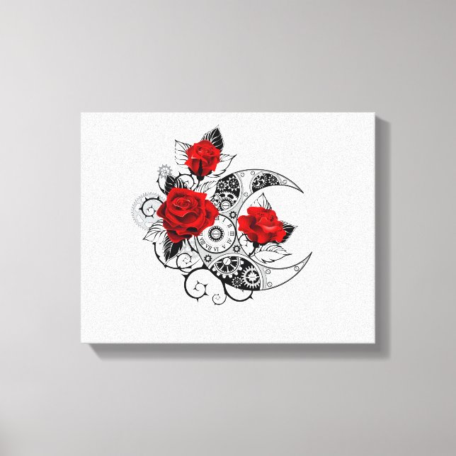 Toile Croissant mécanique avec roses rouges (Recto)