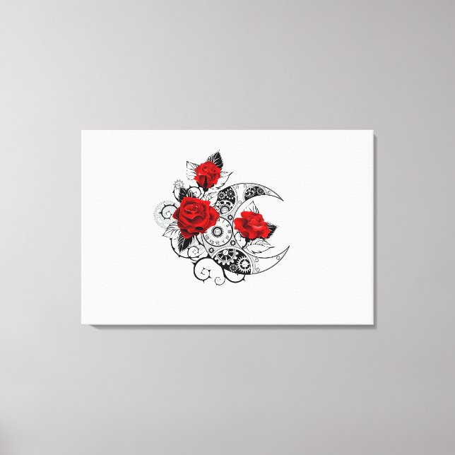 Toile Croissant mécanique avec roses rouges (Recto)