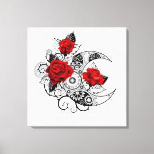 Toile Croissant mécanique avec roses rouges