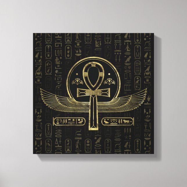 Toile Croix égyptienne - Ankh - Or et noir (Recto)