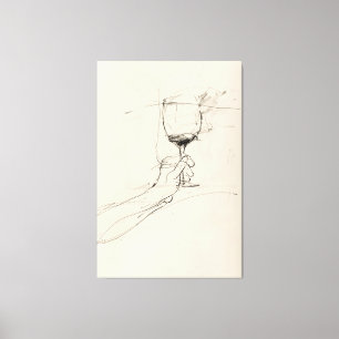 Toile Croquis à main en verre de vin -