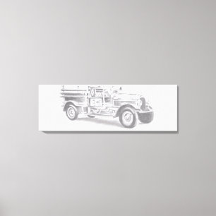 Toile croquis au crayon de camion de pompiers vintage de