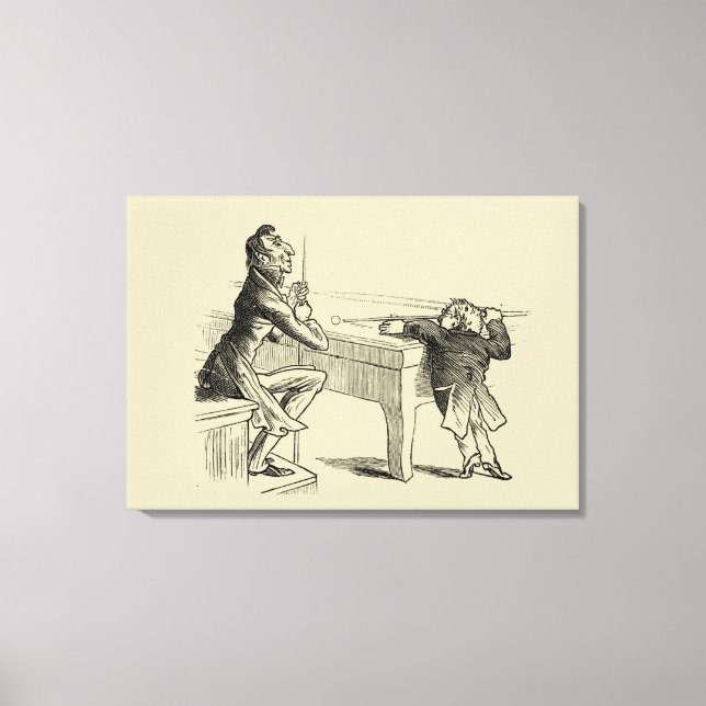 Toile Croquis au crayon de deux hommes jouant au billard (Recto)
