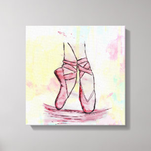 Toile Croquis de chaussures en ballet mignonne Aquarelle