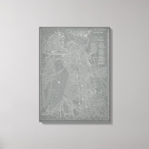 Toile Croquis de la carte de Boston City