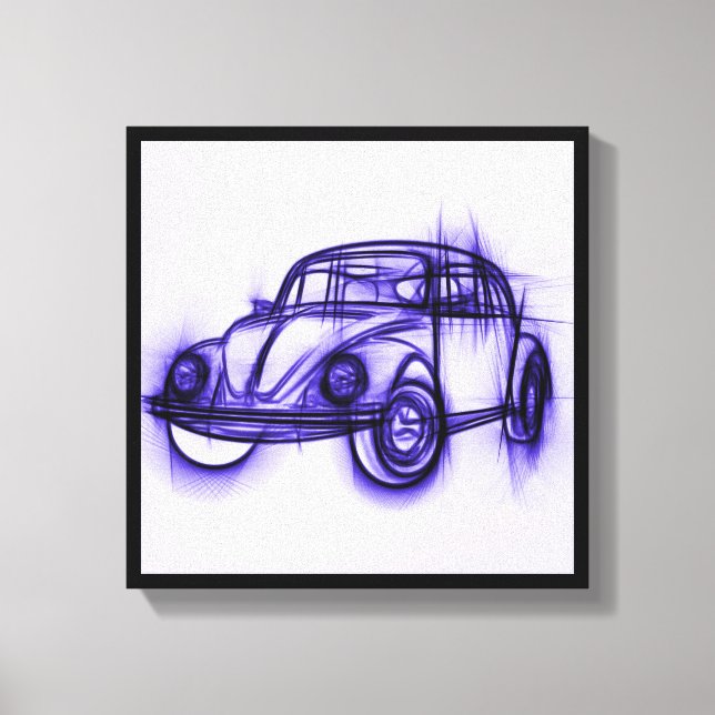 Toile Croquis de voiture mignonne en violet (Recto)
