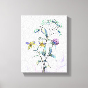 Toile Croquis fleur sauvage - Art floral minimaliste