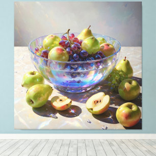 Toile *~*Crystal Bowl Still Life Fruit Art Don SC6