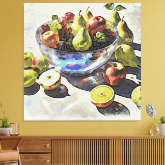 Toile *~*Crystal Bowl Still Life SC6 Fruit Art Cadeau