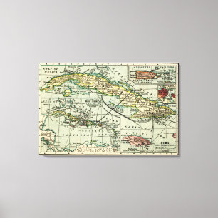 Toile CubaPanoramic MapCuba