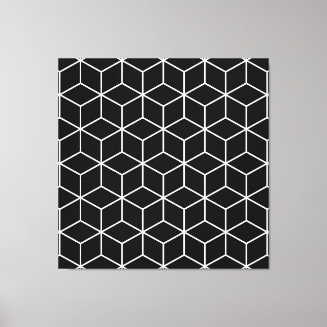 Toile Cubes 3D Ligne blanche géométrique sur Motif Lg no (Recto)