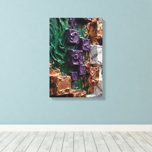 Toile Cubes de cuivre émeraude - Abstraction verticale 3