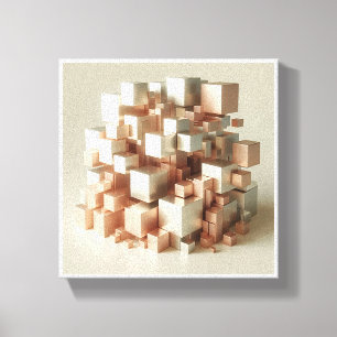 Toile Cubes métalliques géométriques modernes - Rose Gol