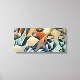 Toile Cubisme vintage, verres de guitare (banjo), Juan