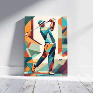 Toile Cubiste du joueur de golf Imprimer