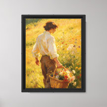 Cueilleur de fleurs à l'heure dorée