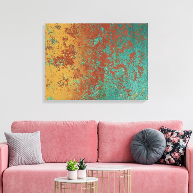 Toile Cuivre Turquoise Bleu Orange Texture Brown (Insitu(Salon))
