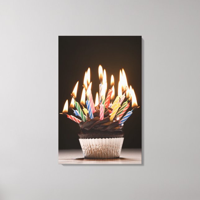 Toile Cupcake avec bougies d'anniversaire (Recto)