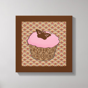 Toile Cupcake rose fraise