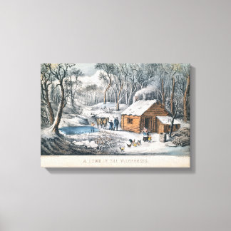 Toile Currier et Ives Imprimer "A Home In The Wilderness