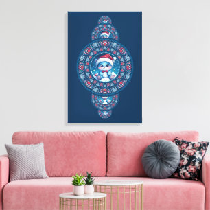 Toile Custom Holiday Kawaii Ours Ornemental Mandala Wall