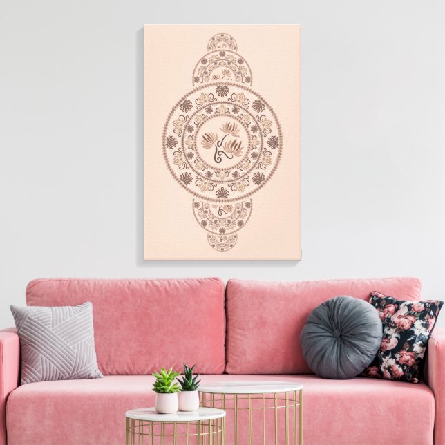 Toile Custom Mocha Rococo Lotus Ornamental Mandala (Insitu(Salon))