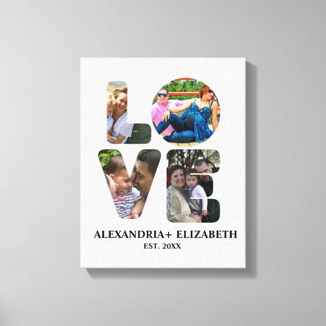 Toile Custom modern love 4 photo collage pour couples (Recto)